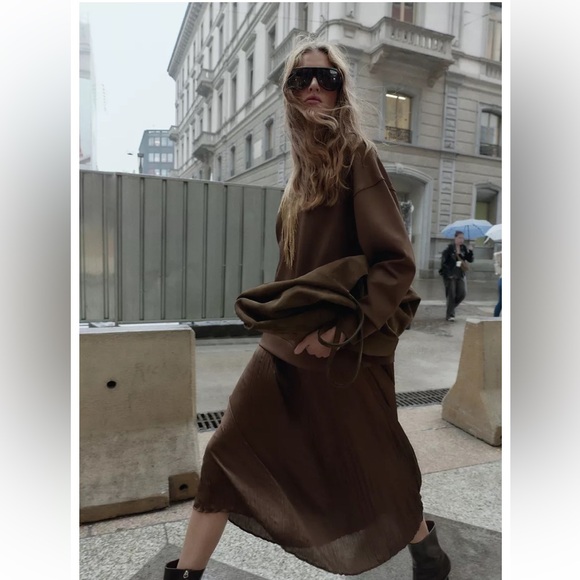 Zara Combination Satin Effect Dress - Picture 1 of 3